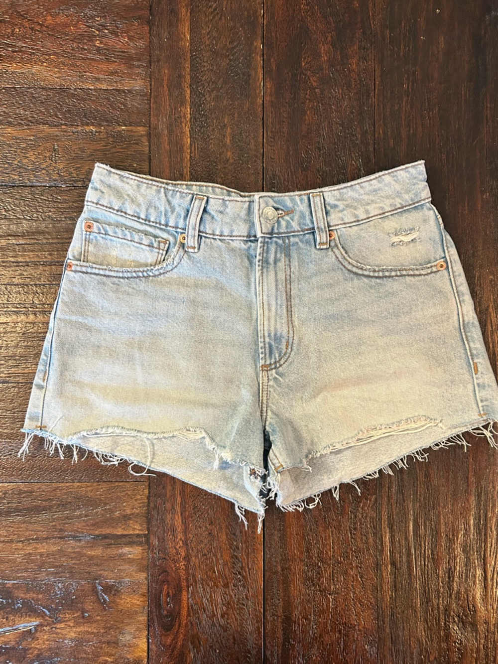 Garage Light Blue Distressed Denim Jean Cut Off Shorts